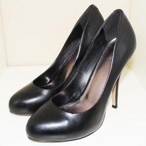 Bakers Black Leather Platform Heels